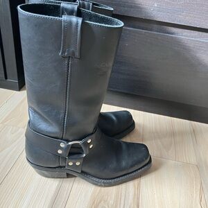 Canada West Black Leather Harness boots
